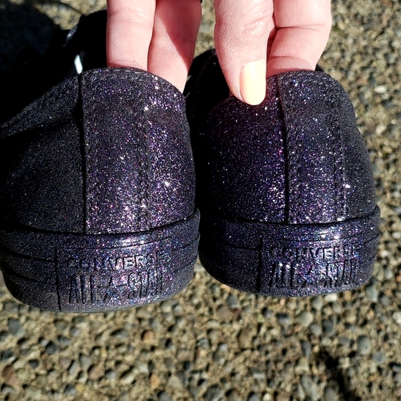 Price drop! Converse All Star Women 9.5, Men 7.5. Purple Glitter low top shoe - Picture 6 of 16